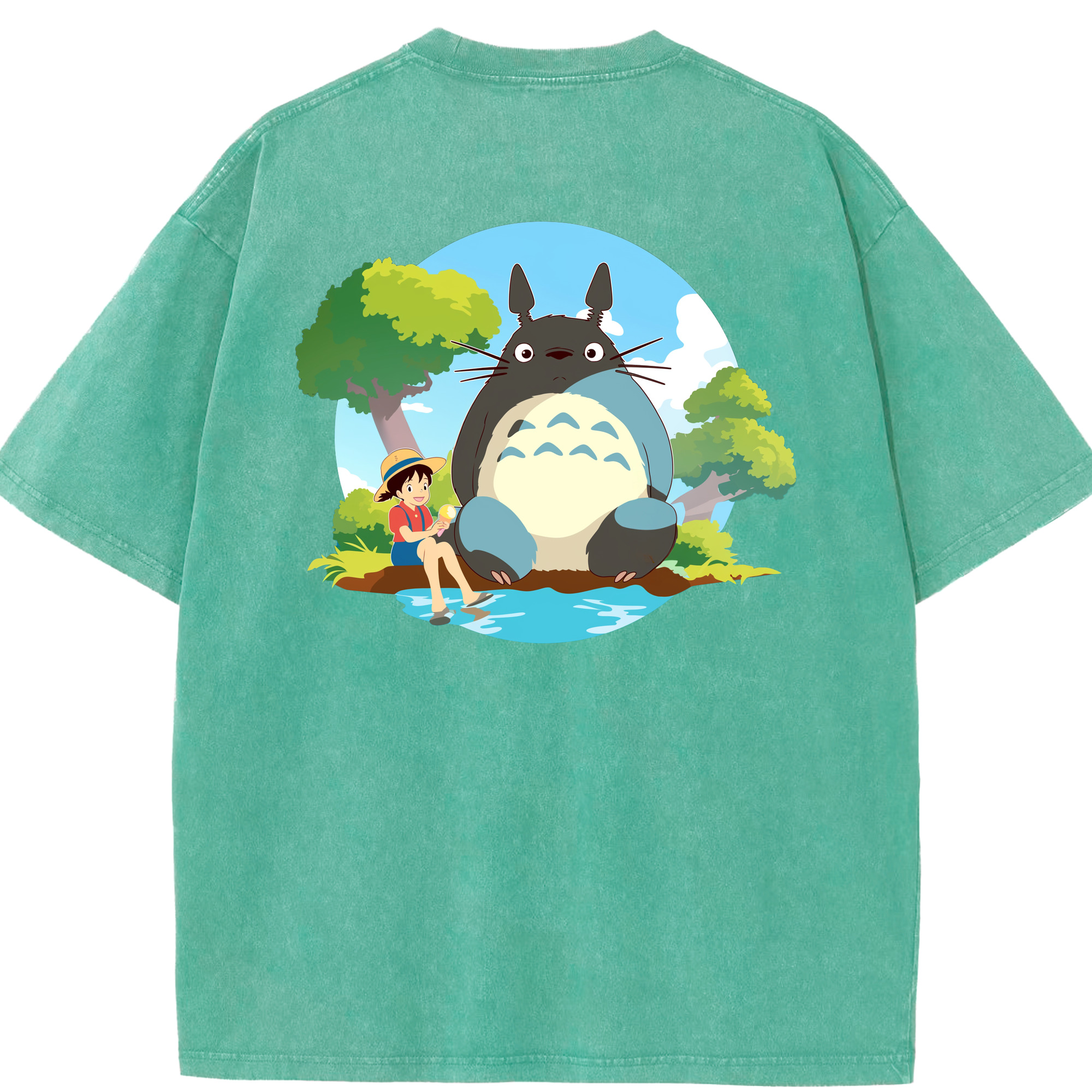 （画像用） となりのトトロ 草壁メイ 草壁サツキ My Neighbor Totoro Satsuki Kusakabe Mei Kusakabe 綿100% ヴィンテージ風 半袖Tシャツ（背面プリント）